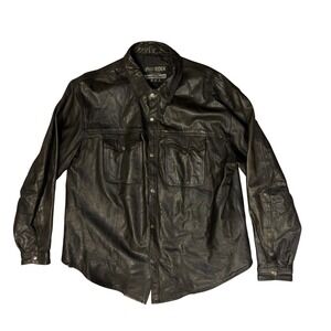 Pro Rider VTG USA Leather Cafe Racer Jacket Black Weathered Sz Large Men's 90s